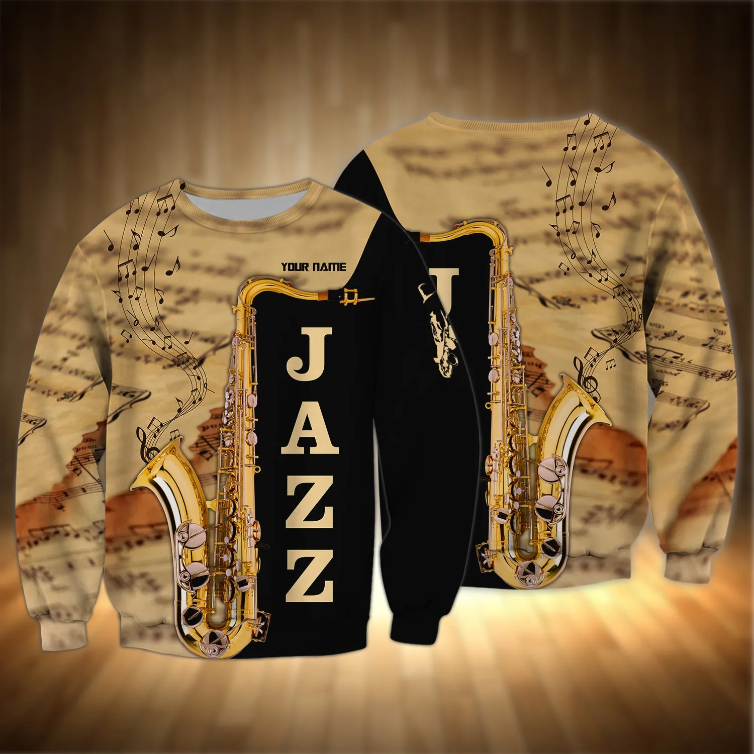 Saxophone Jazz Personalized Name 3D Full Print Shirts 03