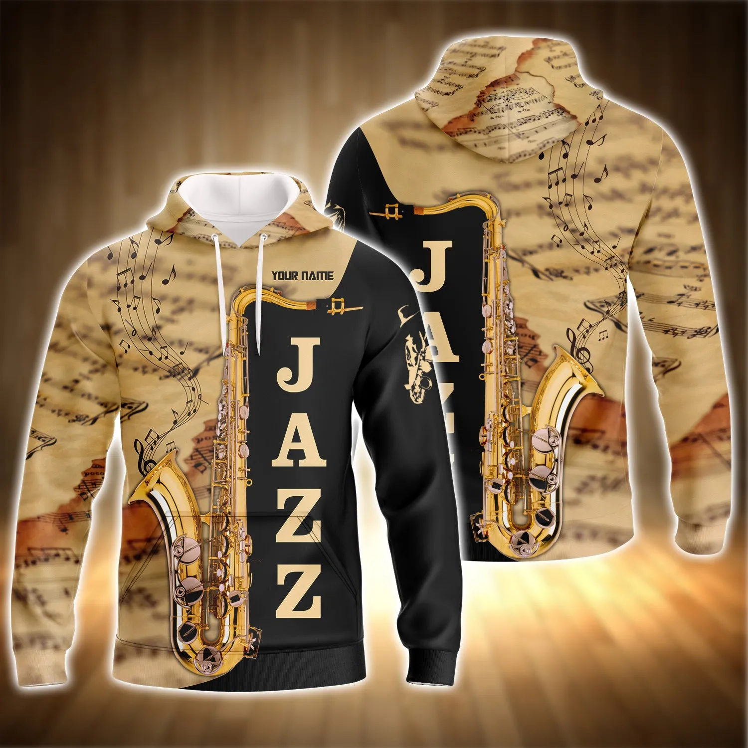 Saxophone Jazz Personalized Name 3D Full Print Shirts 03