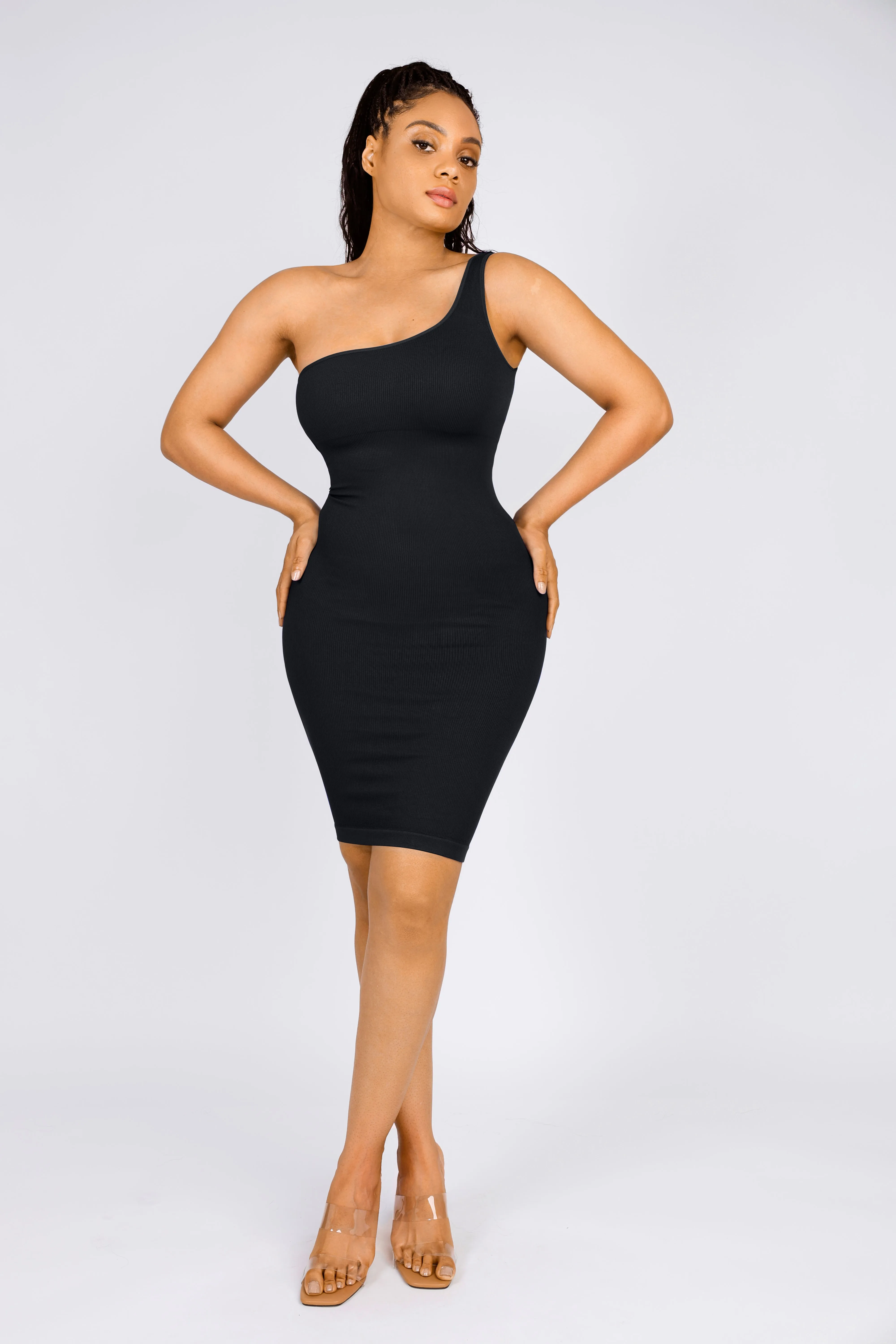 Shapewear One Shoulder Bodycon Mini Dress
