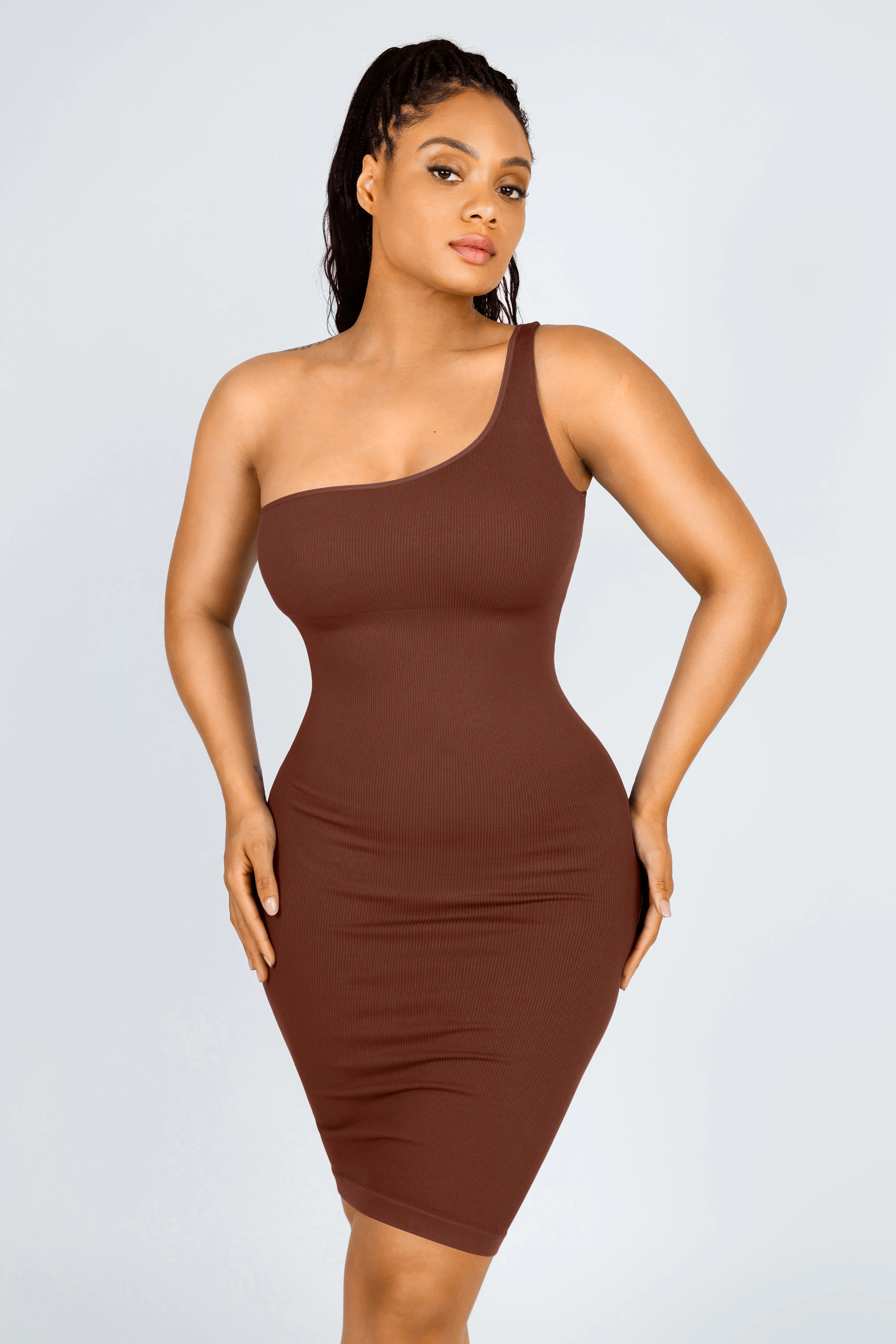 Shapewear One Shoulder Bodycon Mini Dress