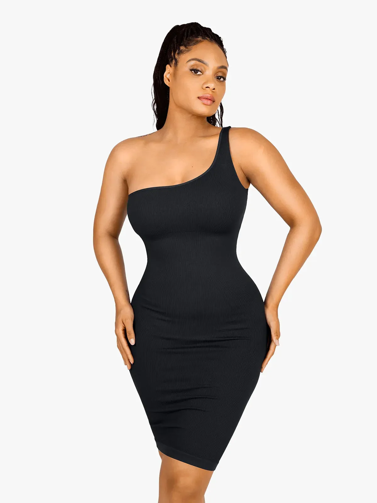 Shapewear One Shoulder Bodycon Mini Dress
