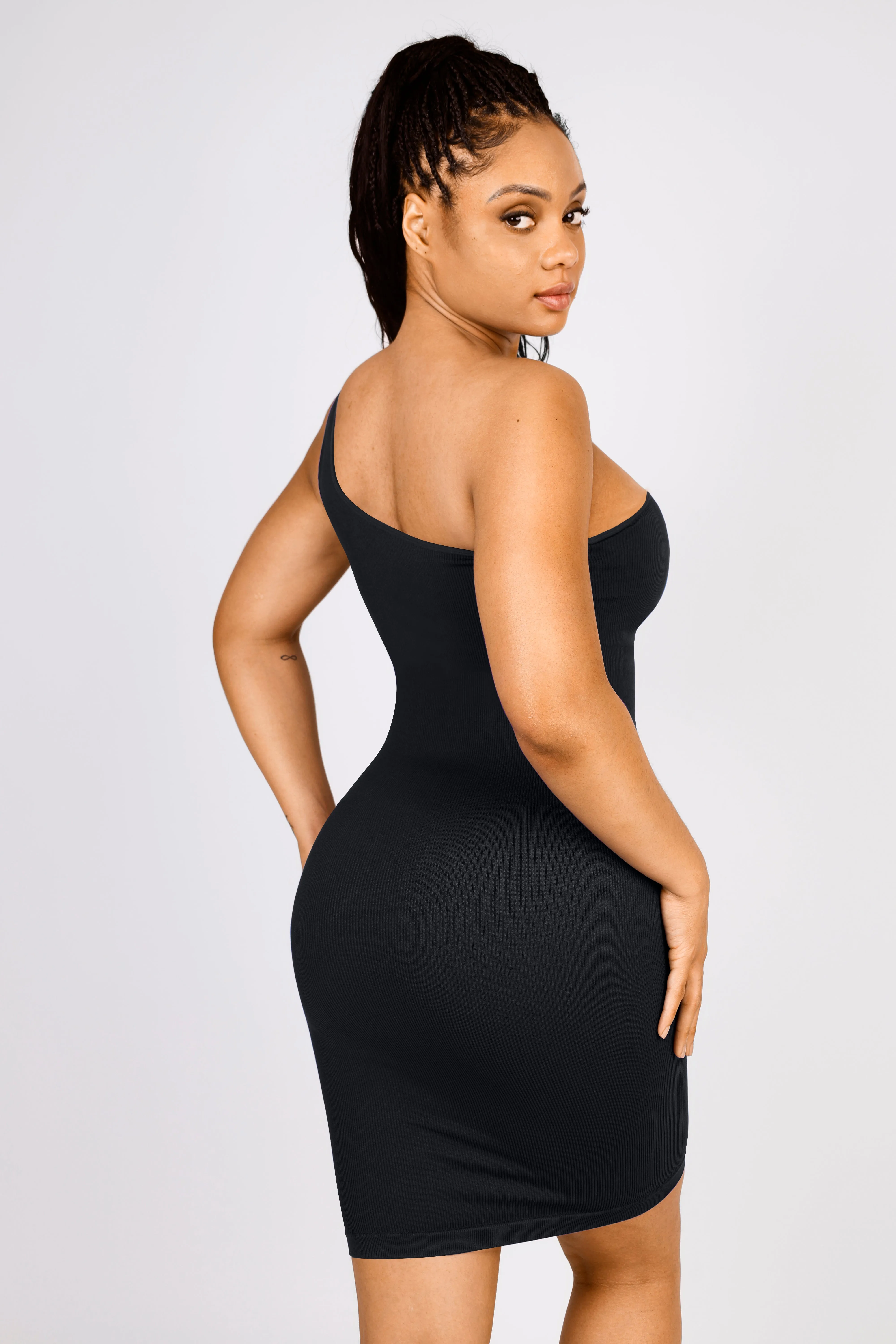 Shapewear One Shoulder Bodycon Mini Dress