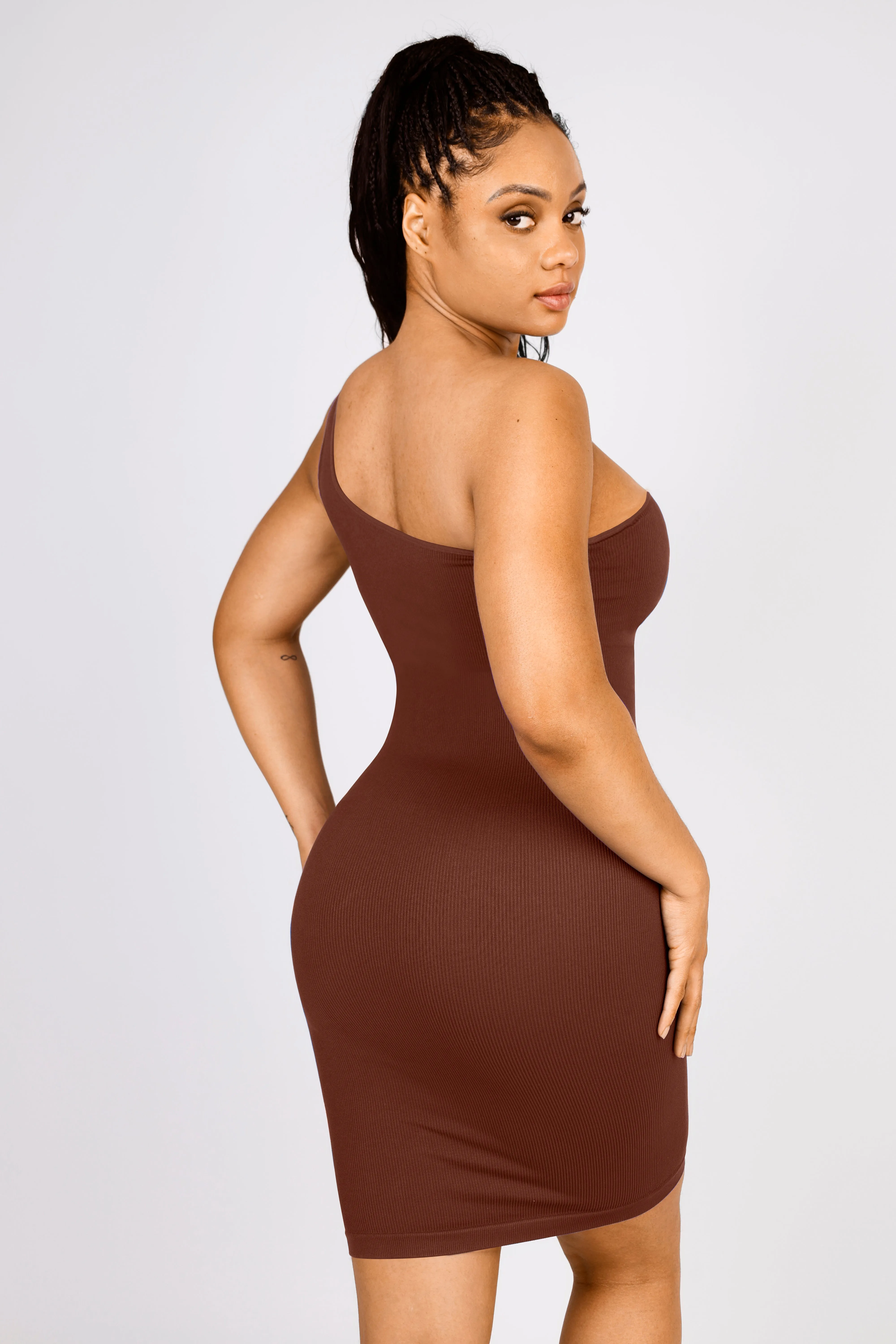Shapewear One Shoulder Bodycon Mini Dress