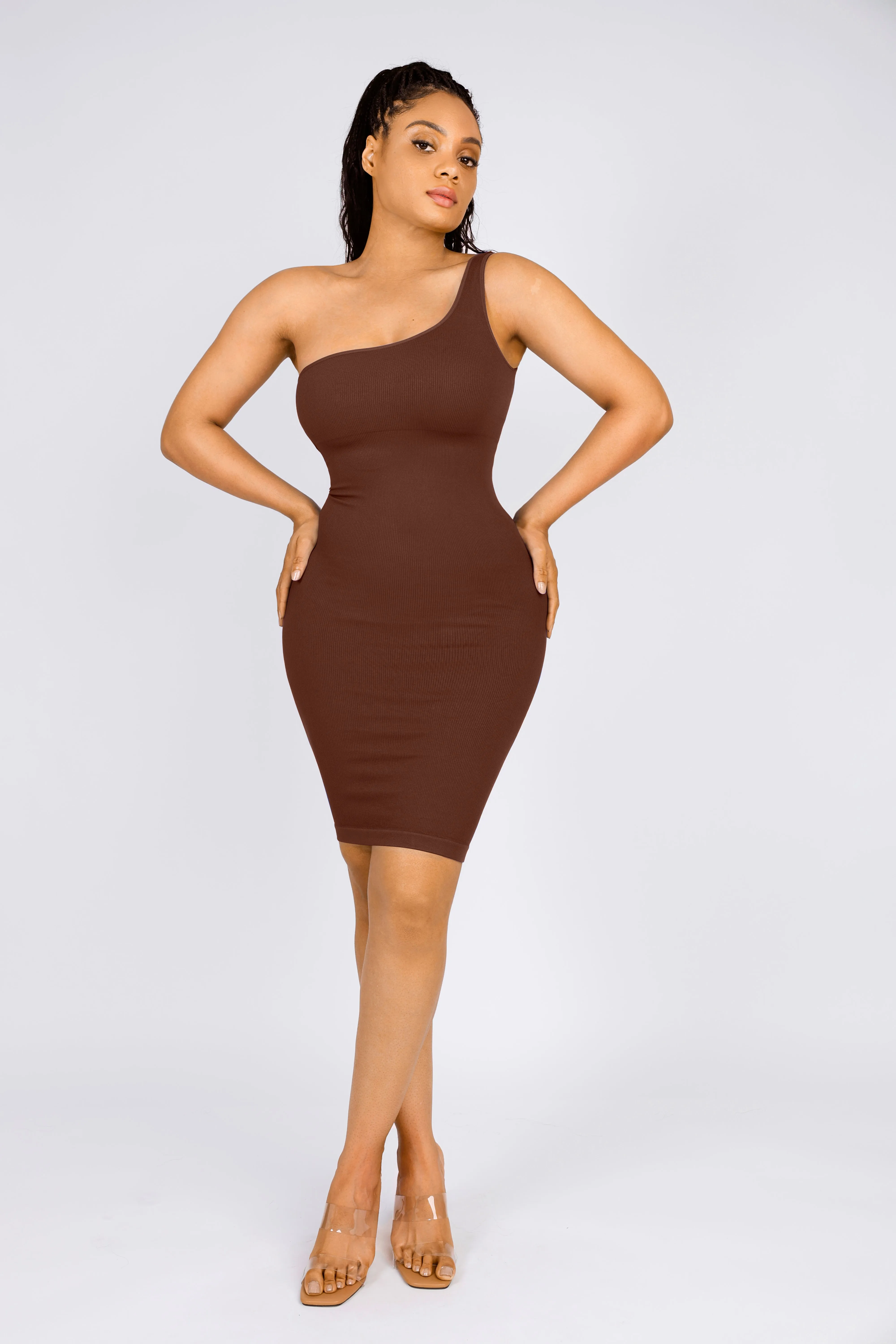 Shapewear One Shoulder Bodycon Mini Dress