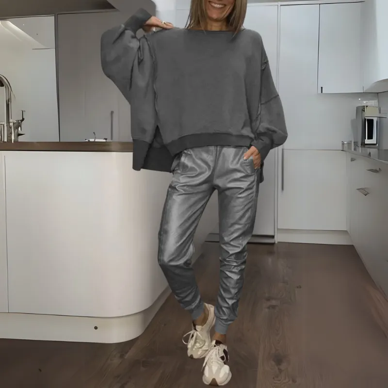 Sherah | Satin Sweater And Jogger Set