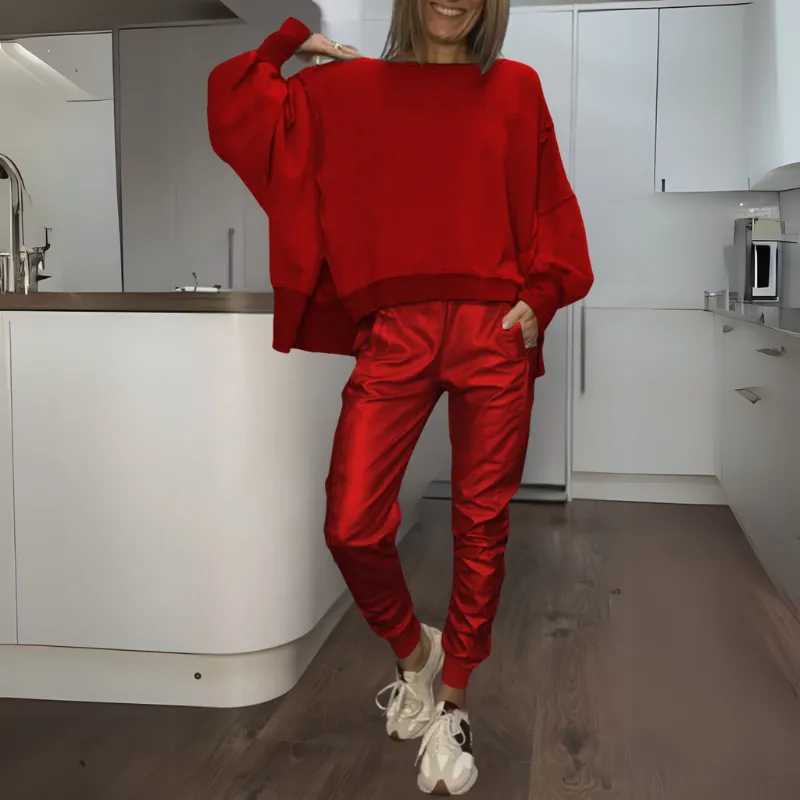 Sherah | Satin Sweater And Jogger Set