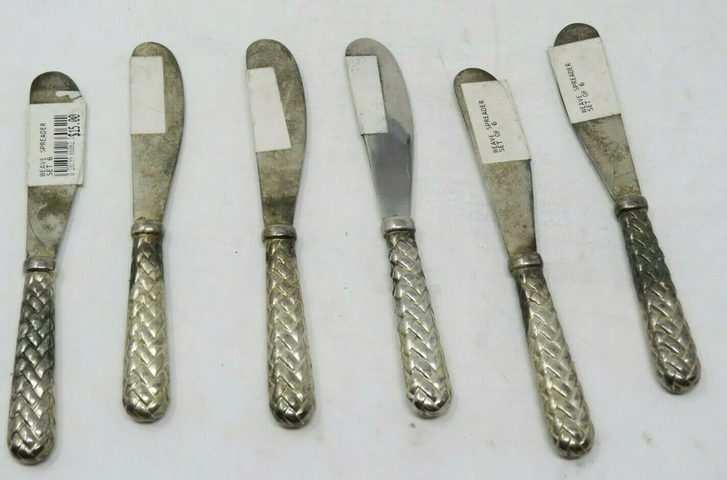 Silver-plated Set of 6 Godinger Woven Butter Spreaders AP15