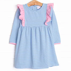 Sky Blue Stripes Dress, Blue