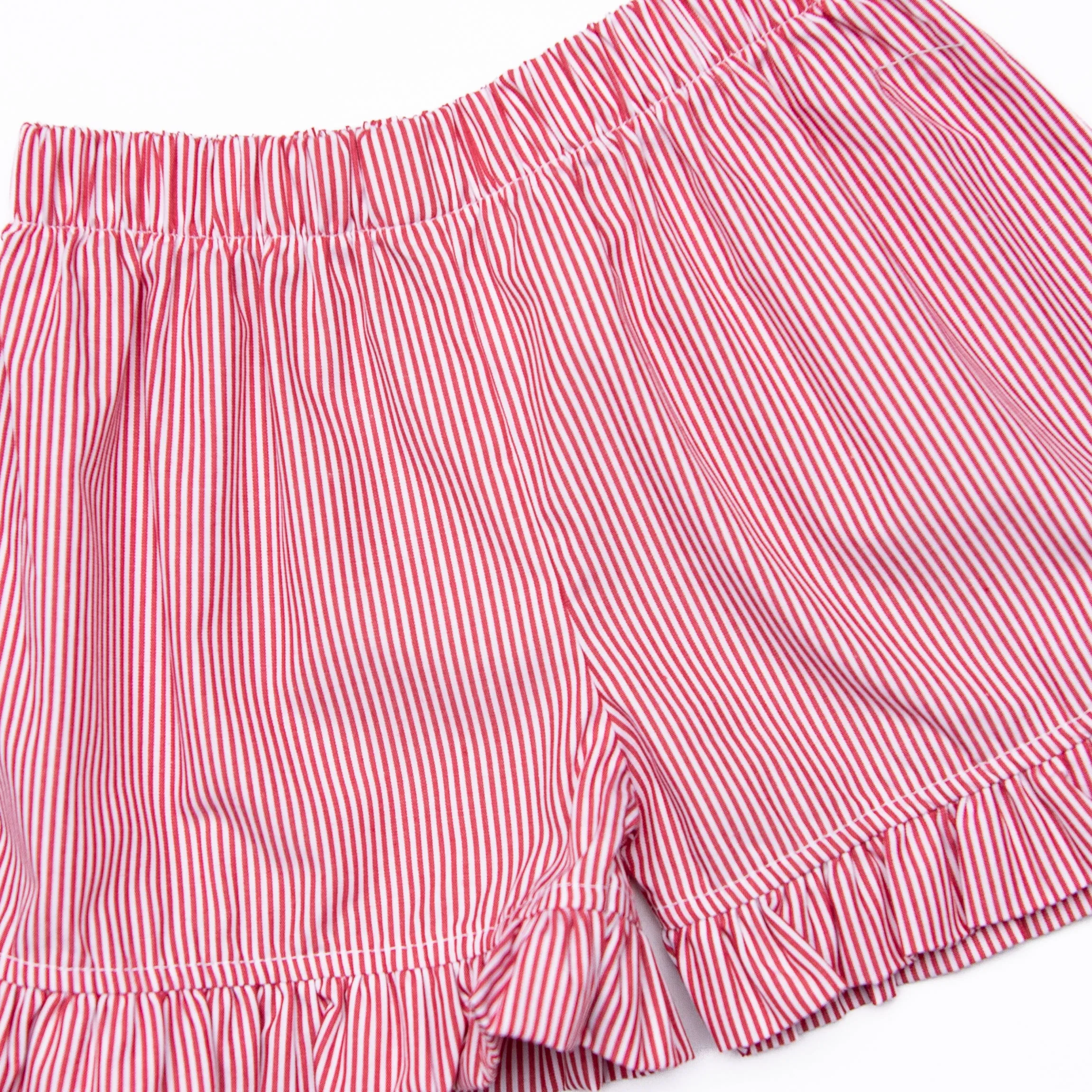 Smarty Pants Smocked Ruffle Short Set, Red