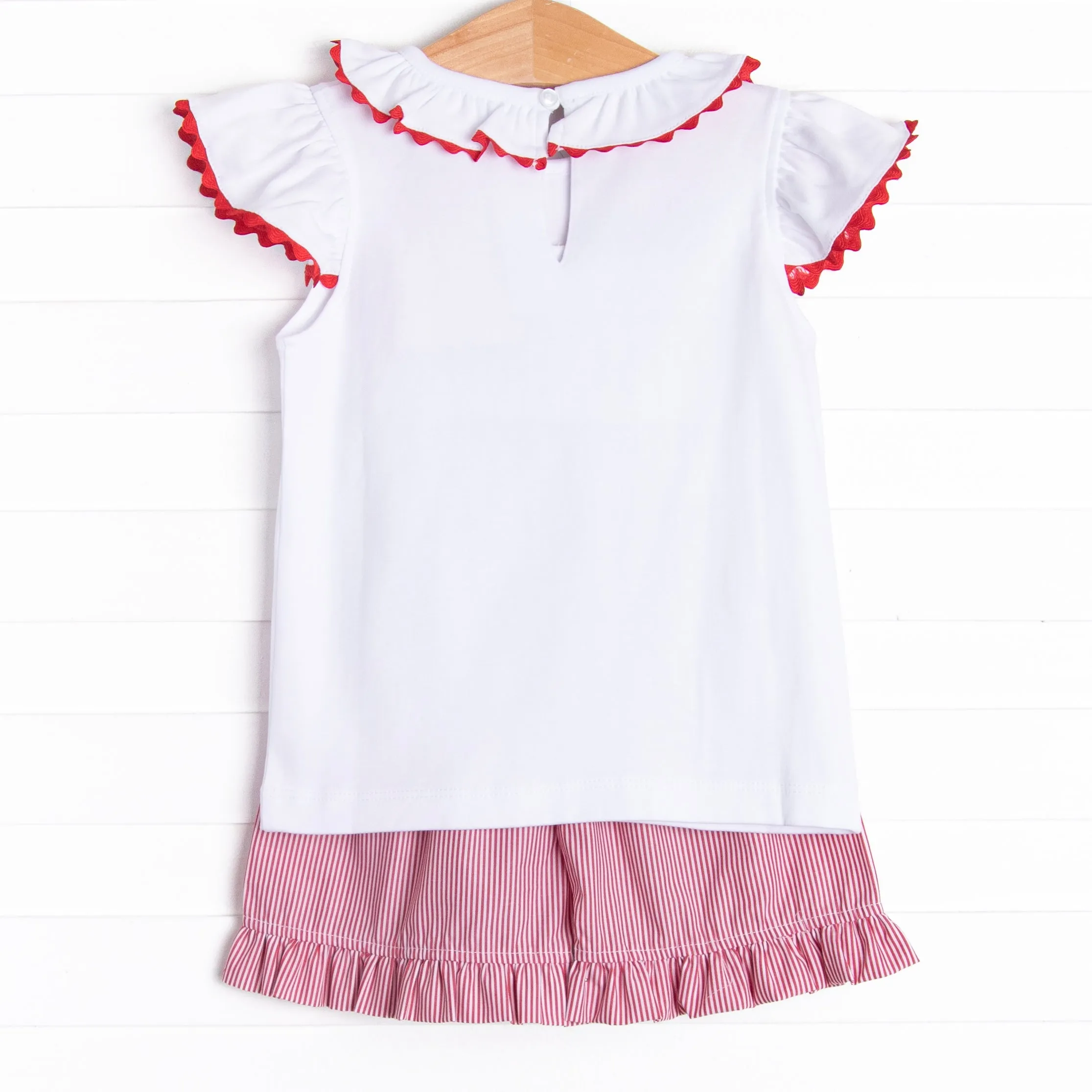Smarty Pants Smocked Ruffle Short Set, Red