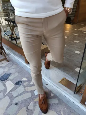 Stefano Beige Slim Fit Pants: Versatile Elegance for Every Occasion