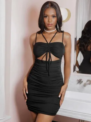 Strappily Ever After Knot Ruched Dress