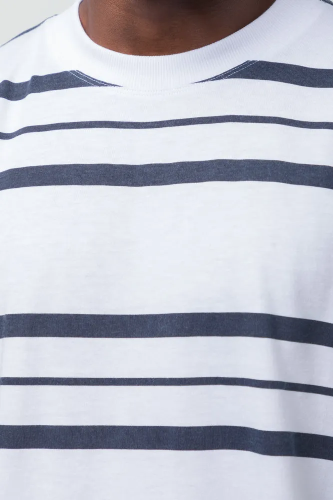 Stripe Short Sleeve T-Shirt Navy And White