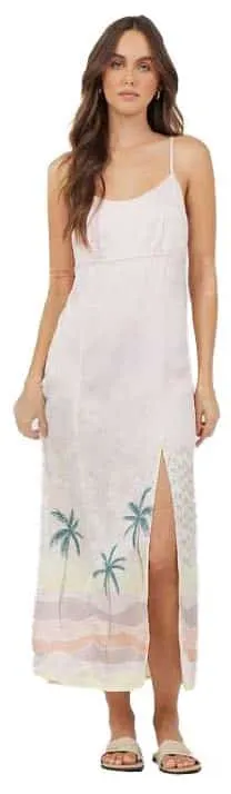 Summer Paradise Satin Printed Midi Dress
