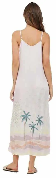 Summer Paradise Satin Printed Midi Dress