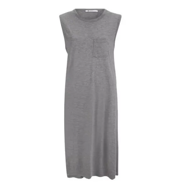 T by Alexander Wang Crew Neck Muscle Tank T Shirt Dress White NWT L