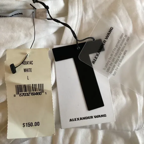 T by Alexander Wang Crew Neck Muscle Tank T Shirt Dress White NWT L