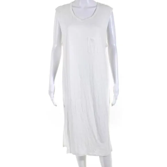 T by Alexander Wang Crew Neck Muscle Tank T Shirt Dress White NWT L