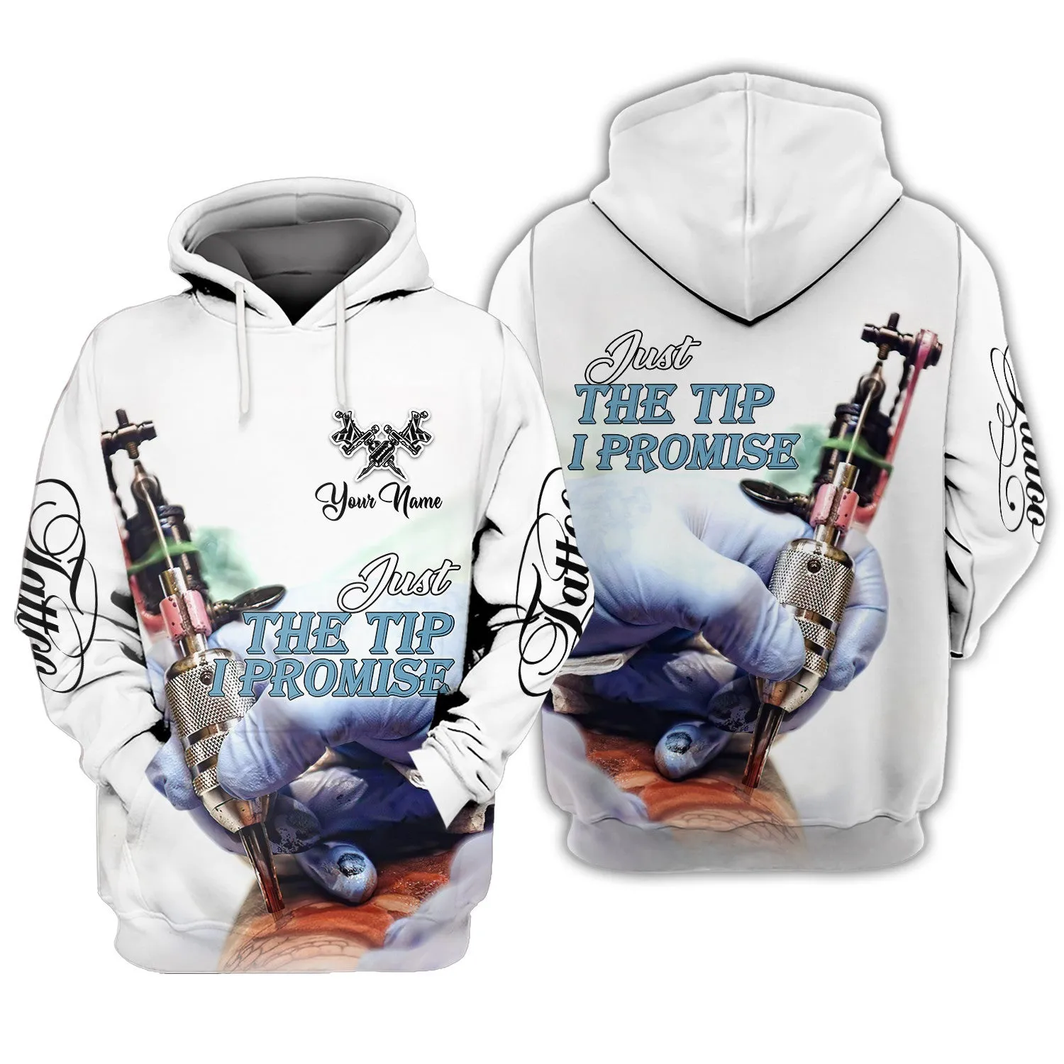 Tattoo Artist Shop Personalized Name Zipper Hoodie