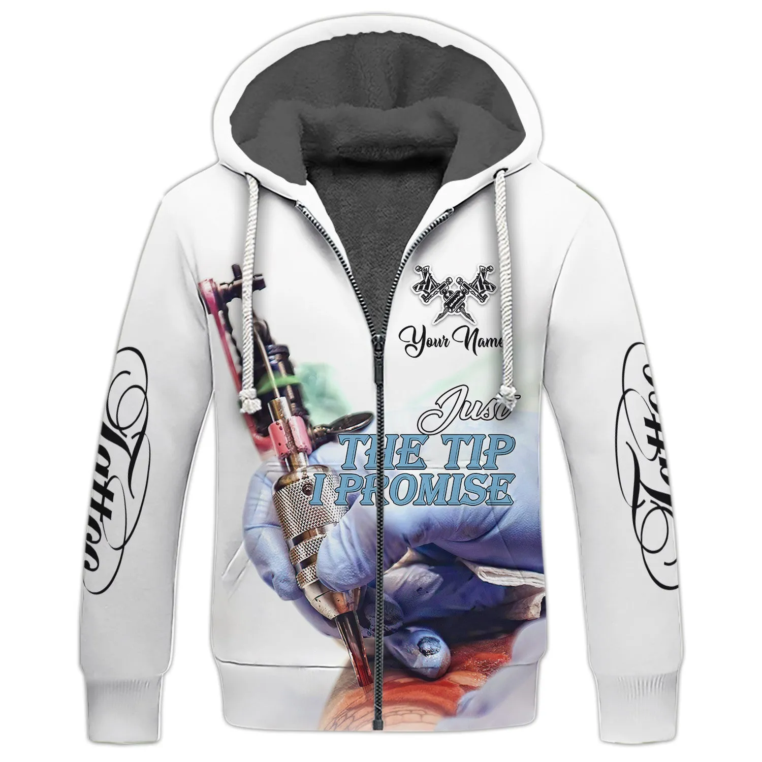 Tattoo Artist Shop Personalized Name Zipper Hoodie