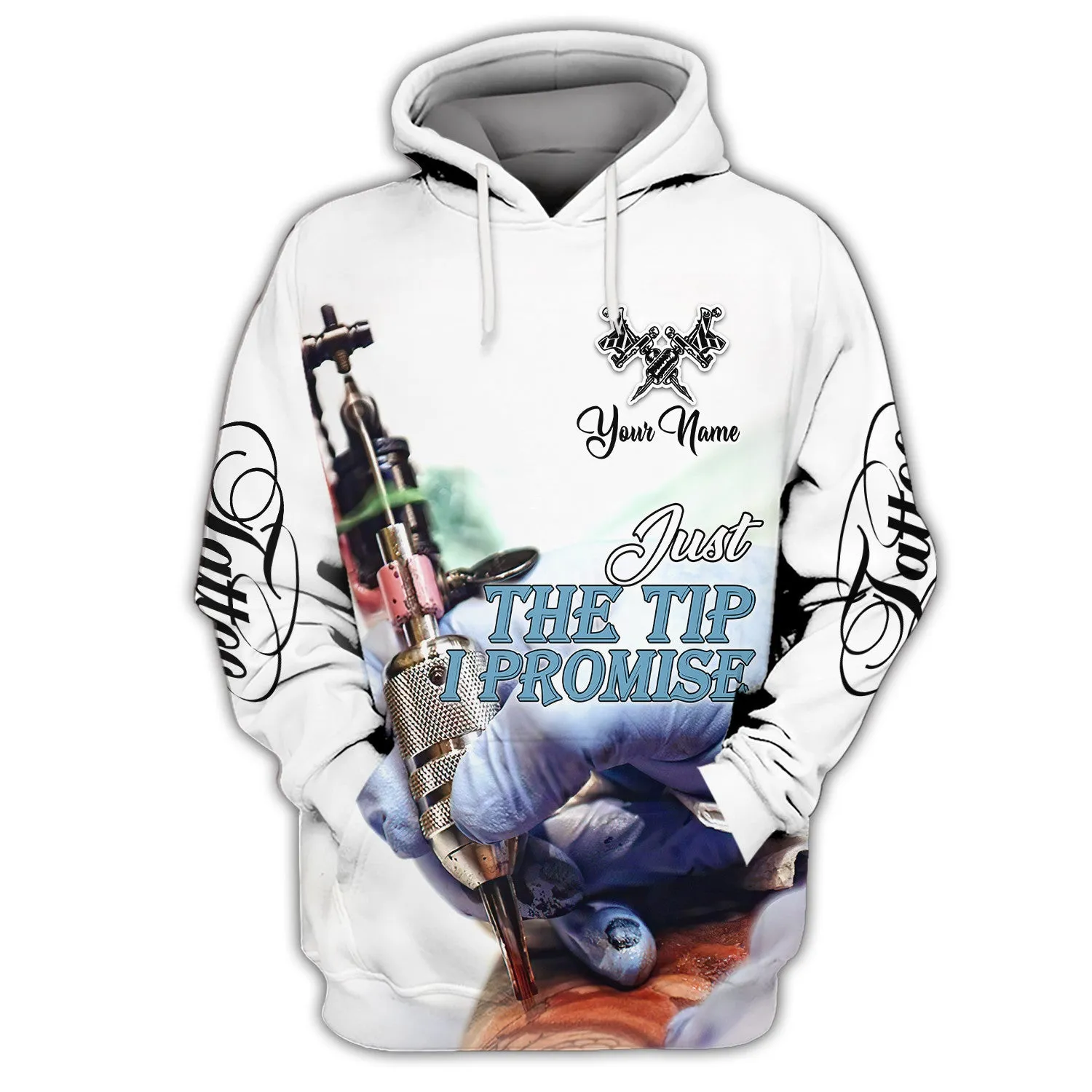 Tattoo Artist Shop Personalized Name Zipper Hoodie