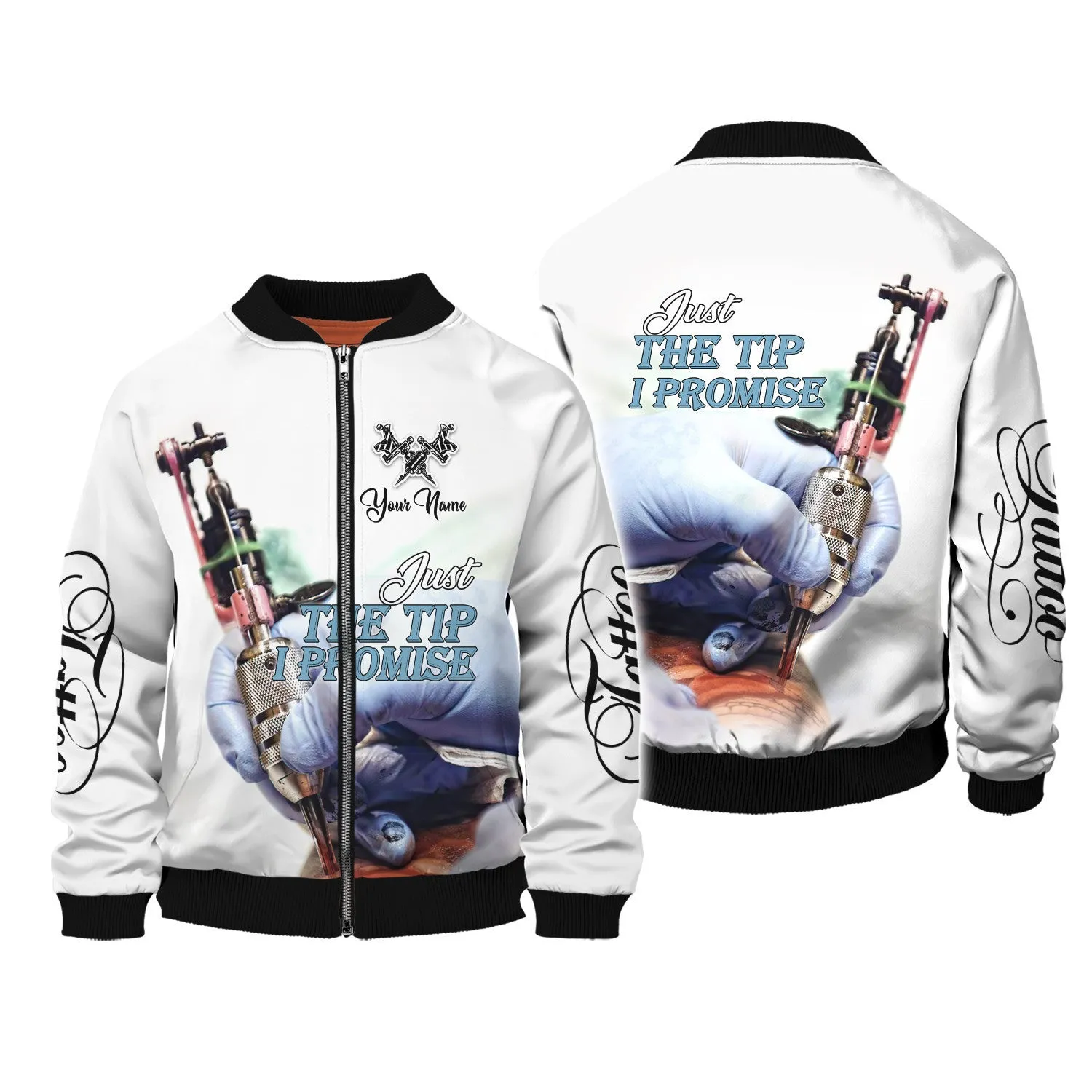 Tattoo Artist Shop Personalized Name Zipper Hoodie