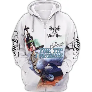 Tattoo Artist Shop Personalized Name Zipper Hoodie