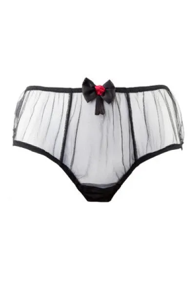 Tulle Babydoll and High-Waist Brief - Black -