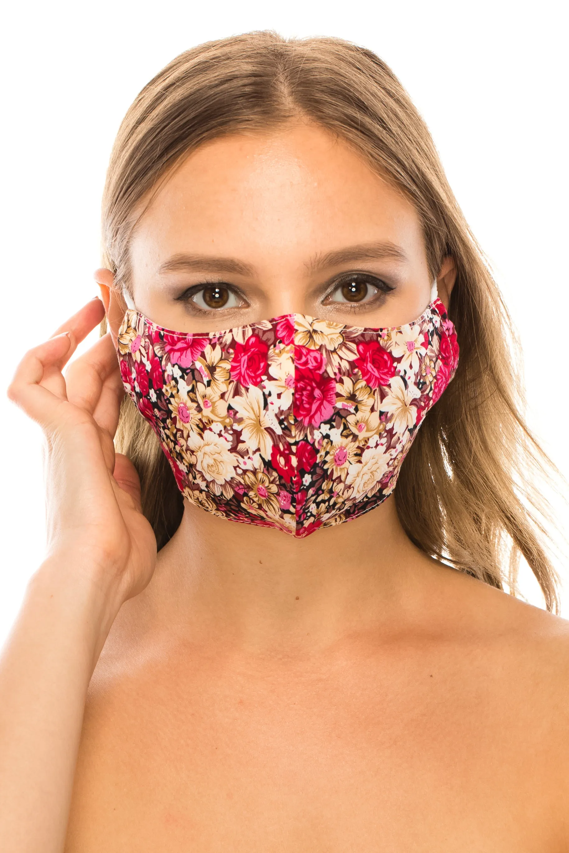 unik Face Mask, 100% Cotton, 2 layers, Brown Rose, Washable, Reusable Mask, Adult Size