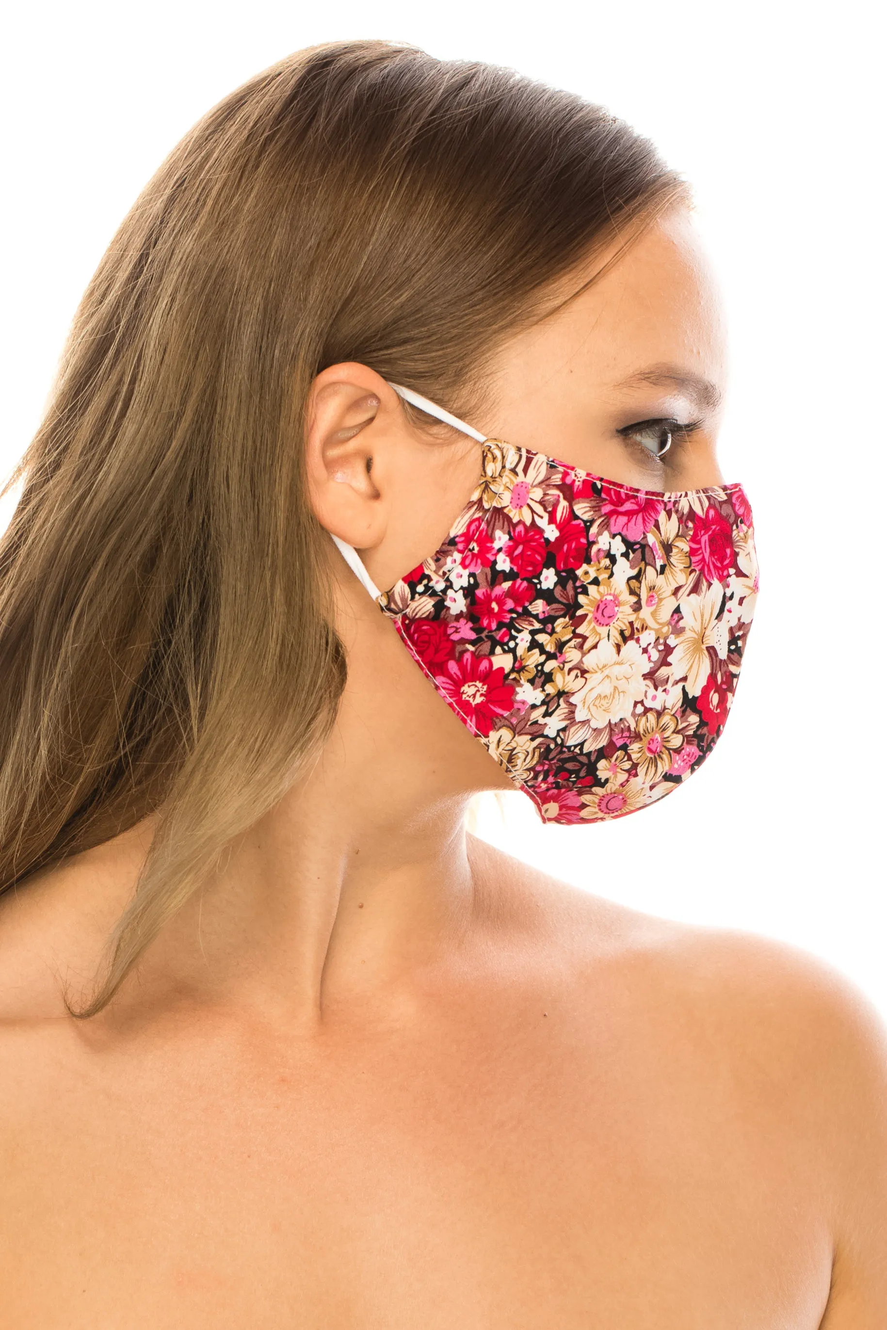 unik Face Mask, 100% Cotton, 2 layers, Brown Rose, Washable, Reusable Mask, Adult Size