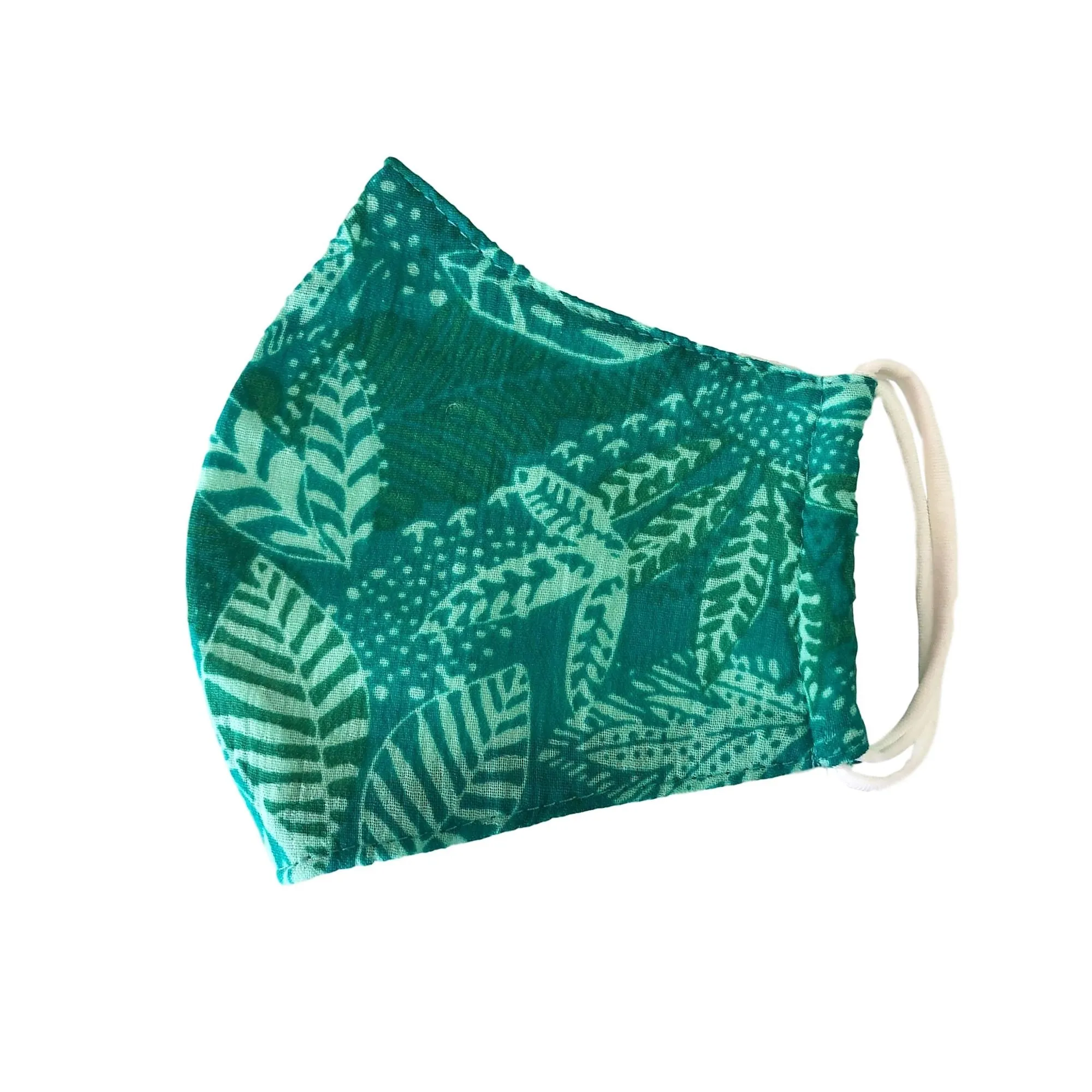 unik Face Mask,  Cotton Blend, 2 layers, Green Leaf, Washable, Reusable Mask, Adult Size