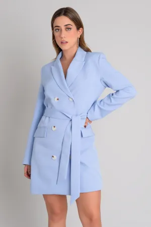 Vestido blazer corto cruzado con cinturón