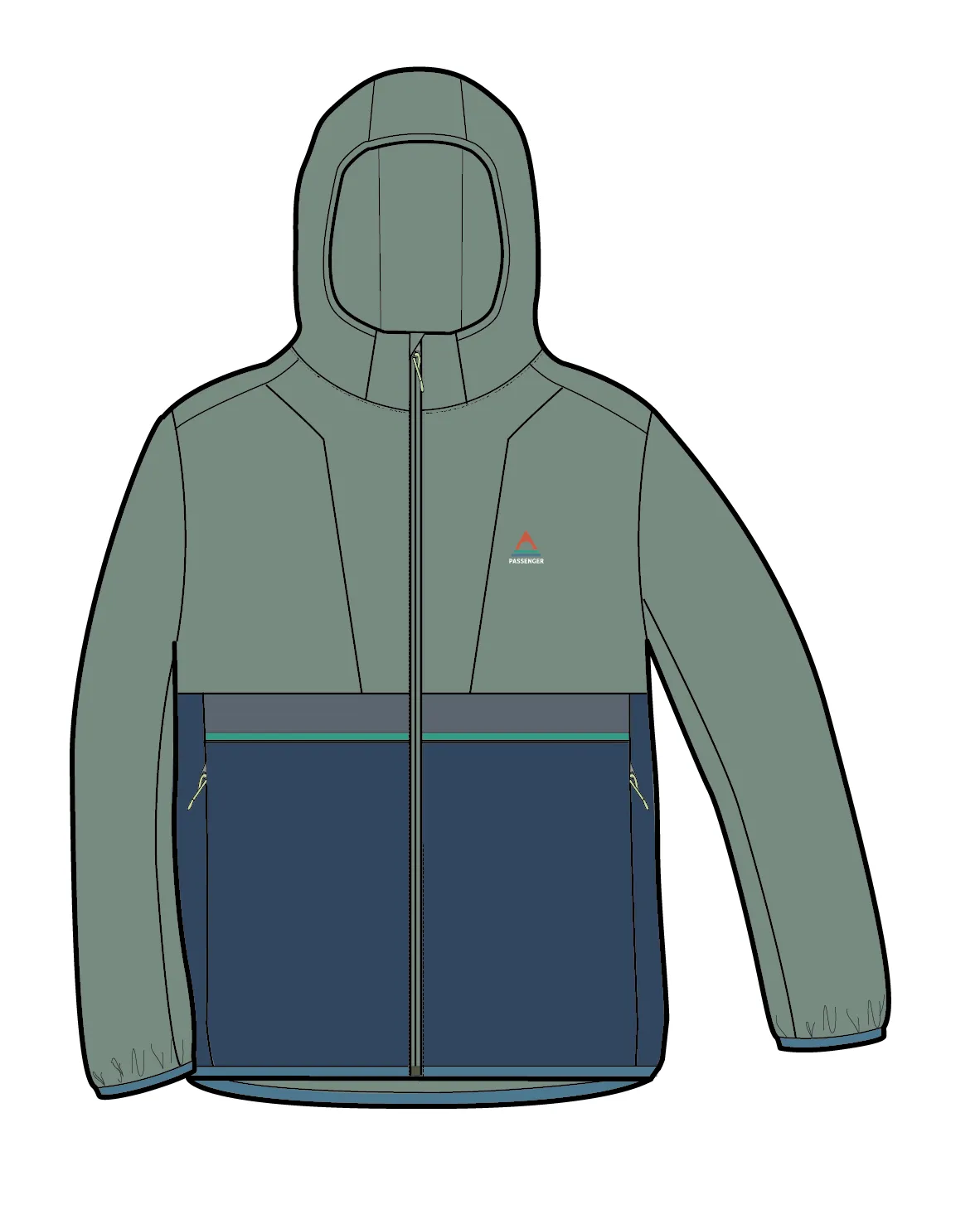 Viento Recycled Windshell Jacket - Pistachio/Dark Denim