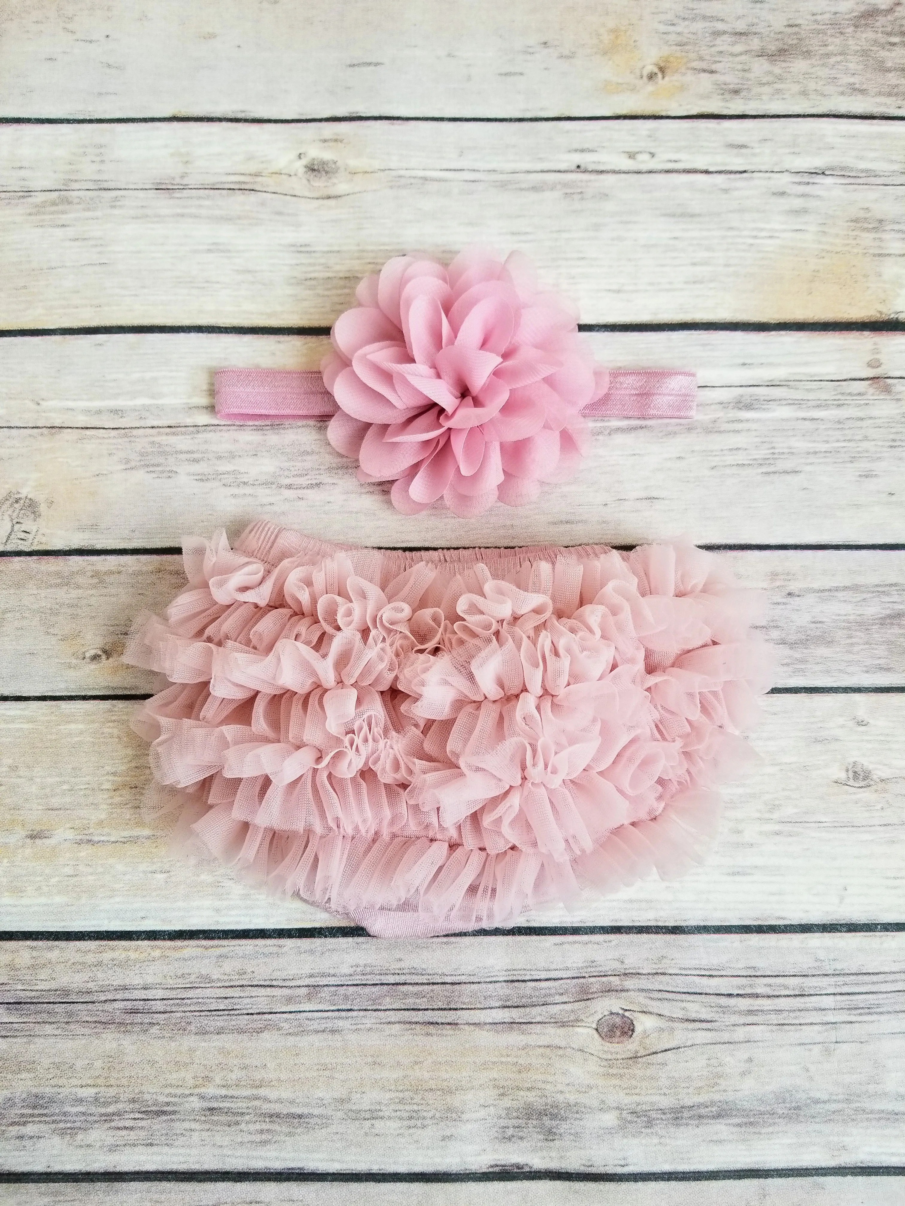 Vintage Pink  Bloomer And Headband Set Newborn Bloomer Set