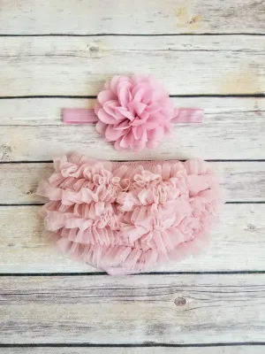 Vintage Pink  Bloomer And Headband Set Newborn Bloomer Set