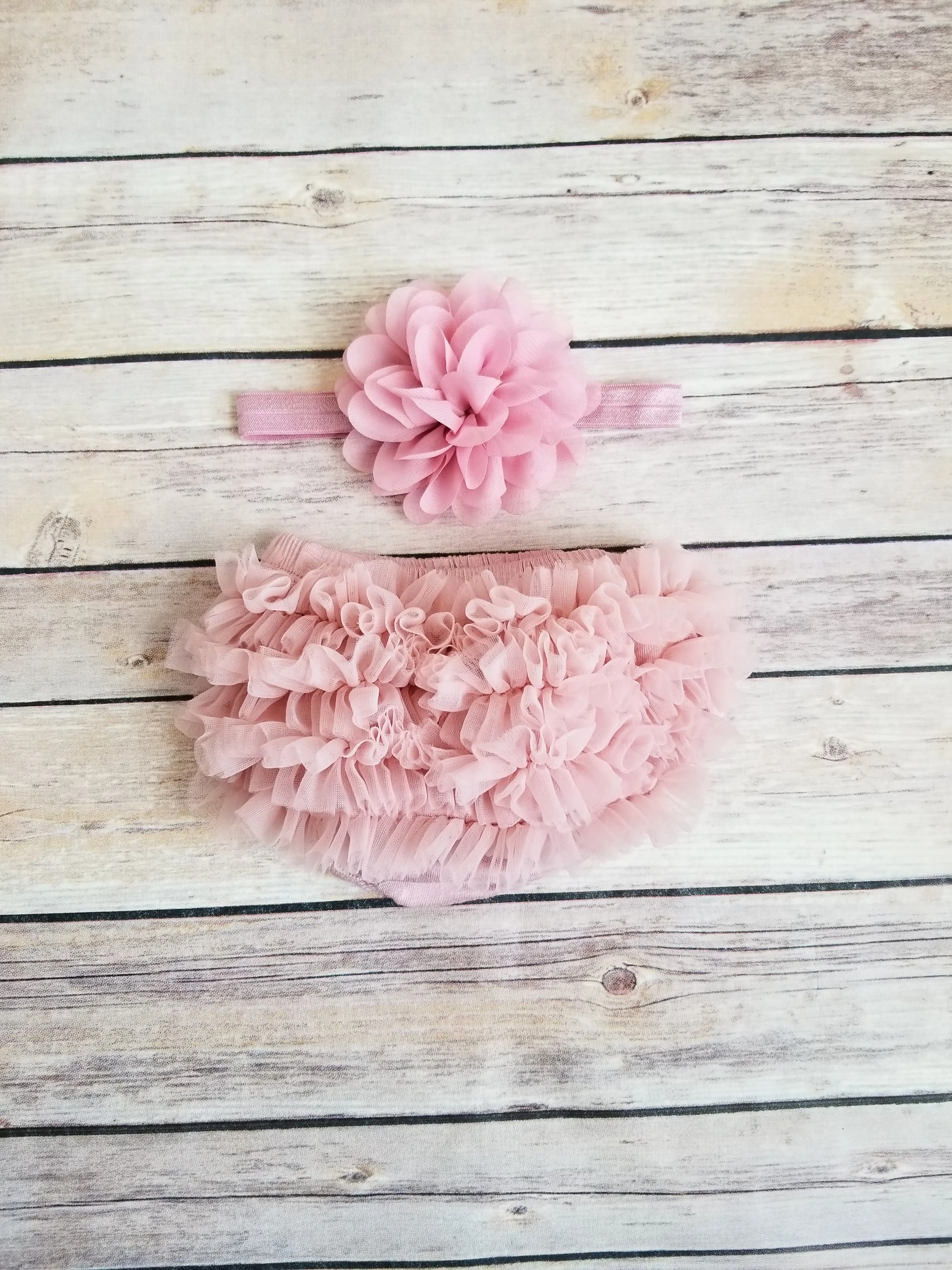 Vintage Pink  Bloomer And Headband Set Newborn Bloomer Set