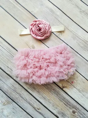 Vintage Pink Bloomer And Headband Set