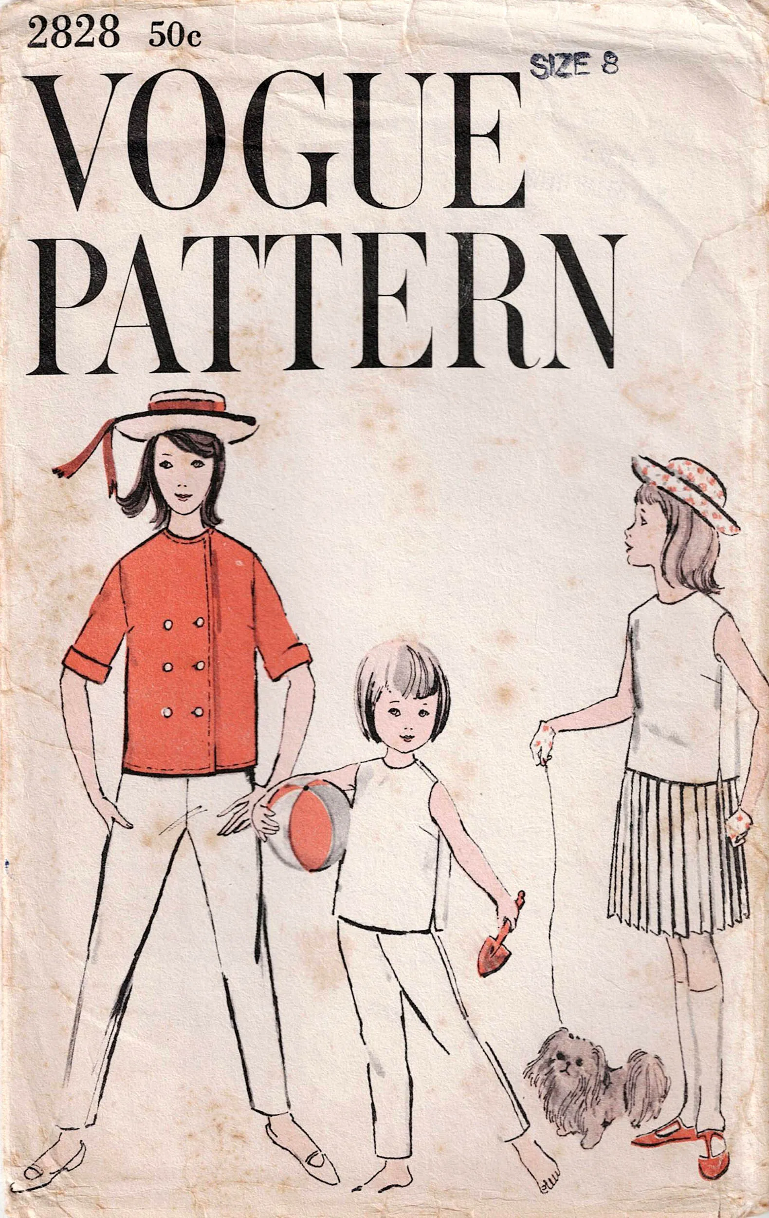Vogue 2828 Girls Jacket Blouse Skirt & Pants 1960s Vintage Sewing Pattern Size 8