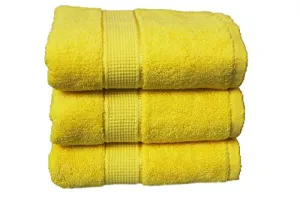 Whatever at Home - 100% Cotton Premium Hand & Sports Towel Set of 3, 65 x 40 cm, Super Absorbency, Ring Spun Cotton for Soft Feel, Yellow Colour - 400 GSM