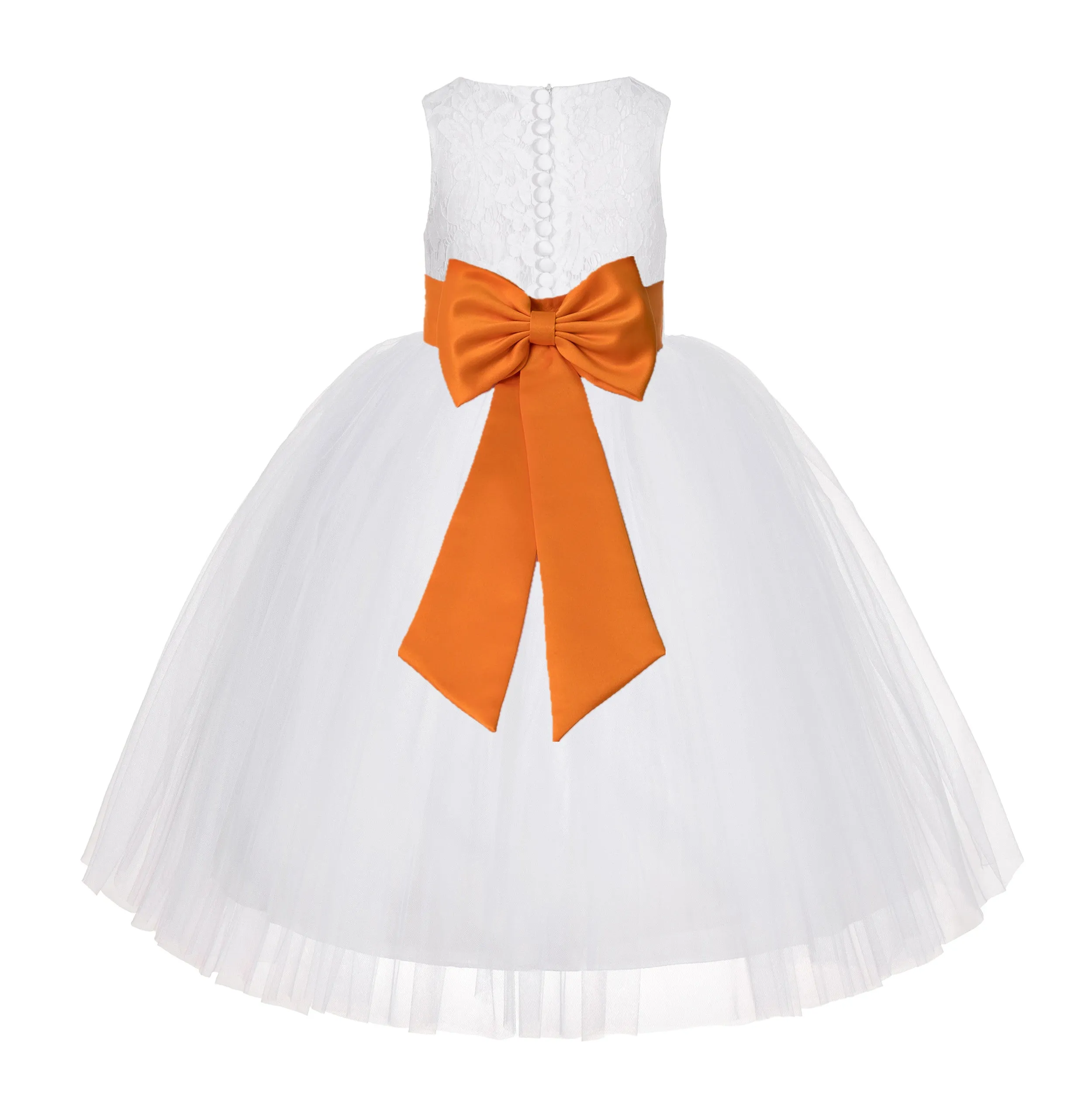White Floral Lace Flower Girl Dress Special Occasions Wedding Christening Communion Baptism LG7(1)