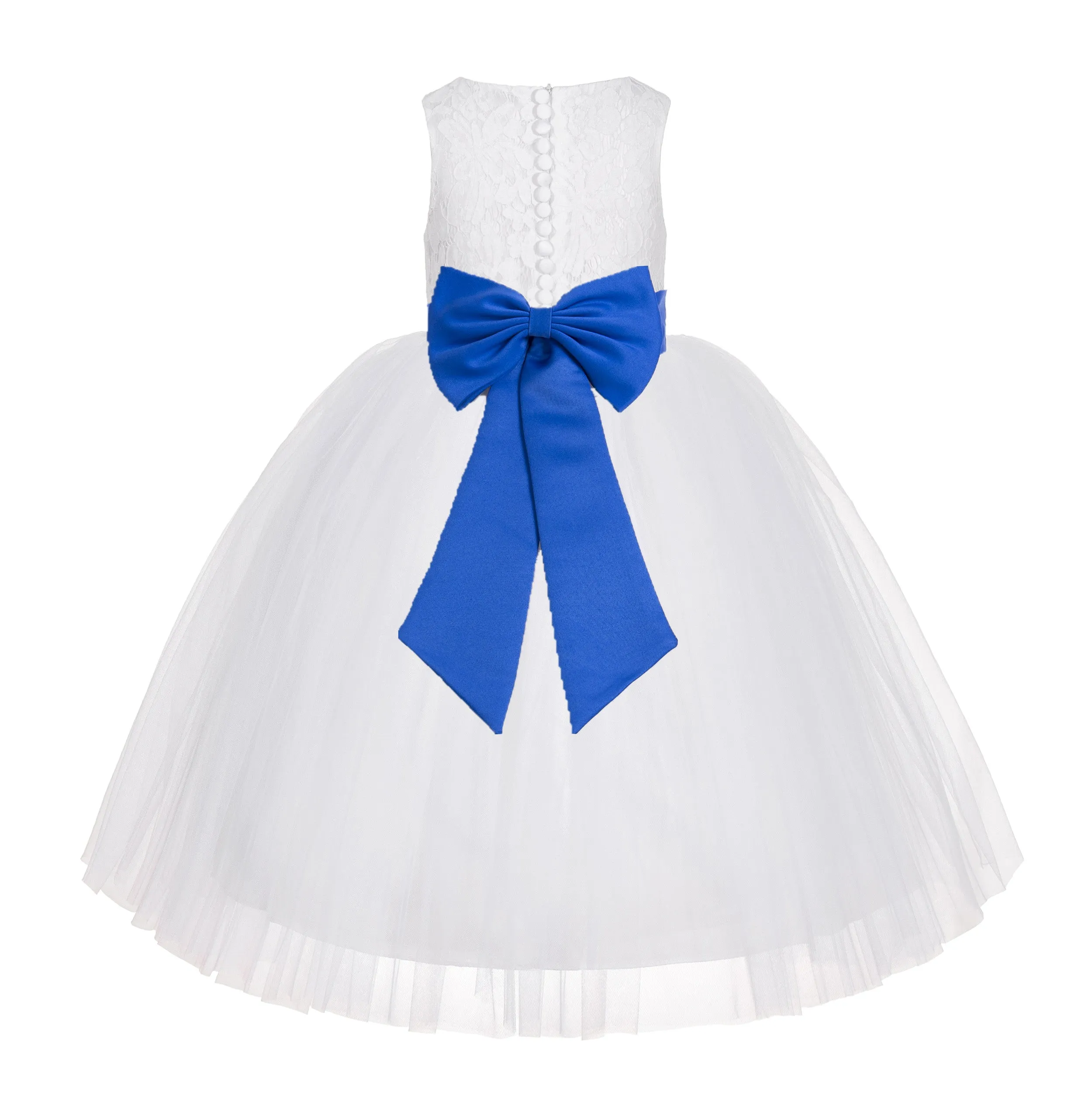 White Floral Lace Flower Girl Dress Special Occasions Wedding Christening Communion Baptism LG7(1)