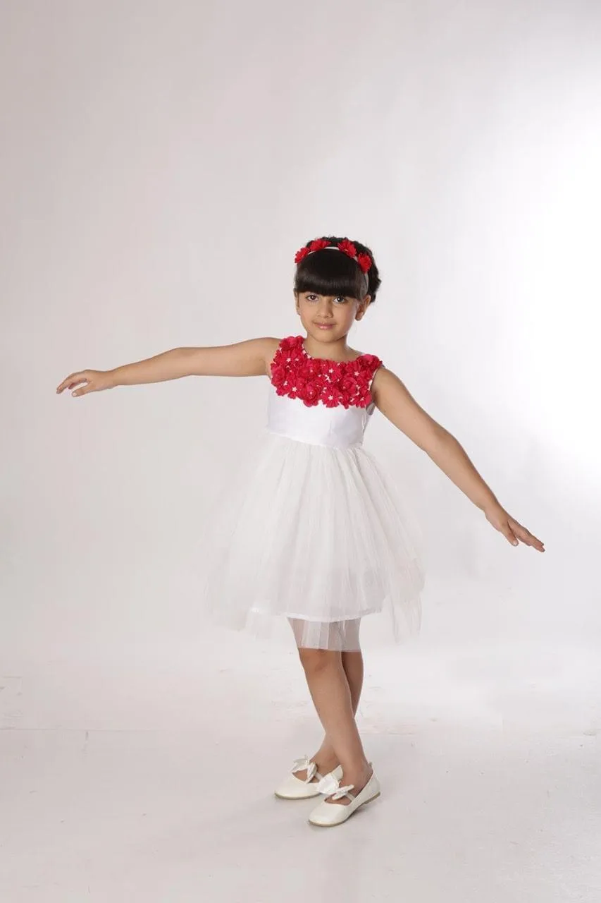 White Garland Rose Dress