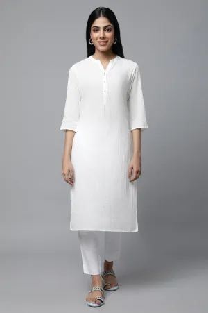White Seer Sucker kurta & Trouser Set