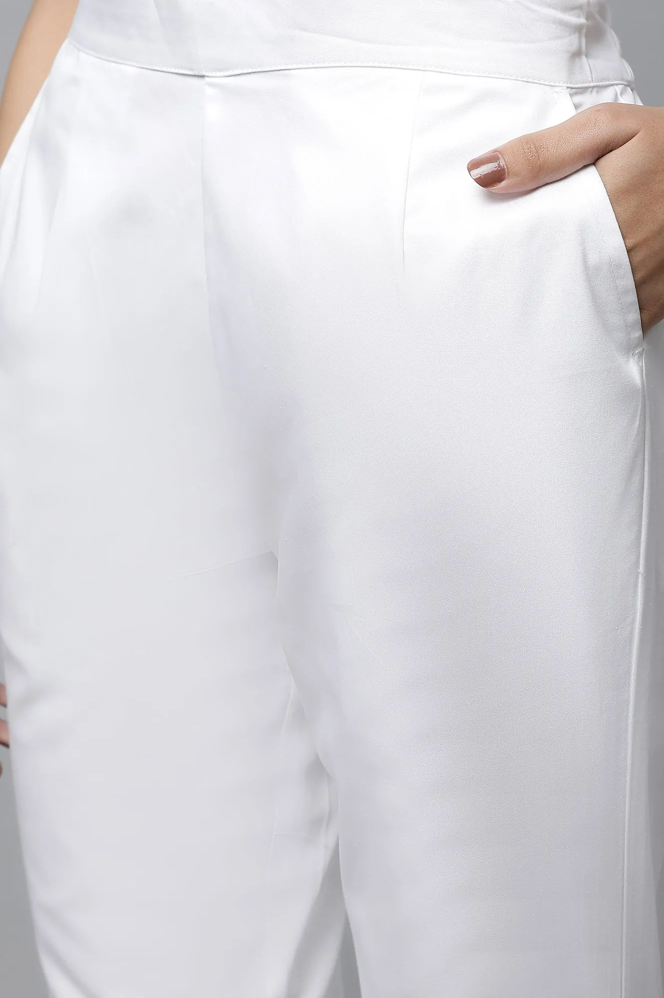 White Seer Sucker kurta & Trouser Set