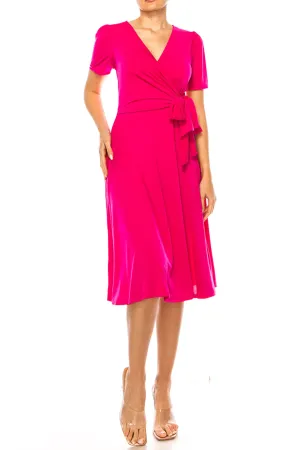 Women's Stylish Solid Faux Wrap Dress