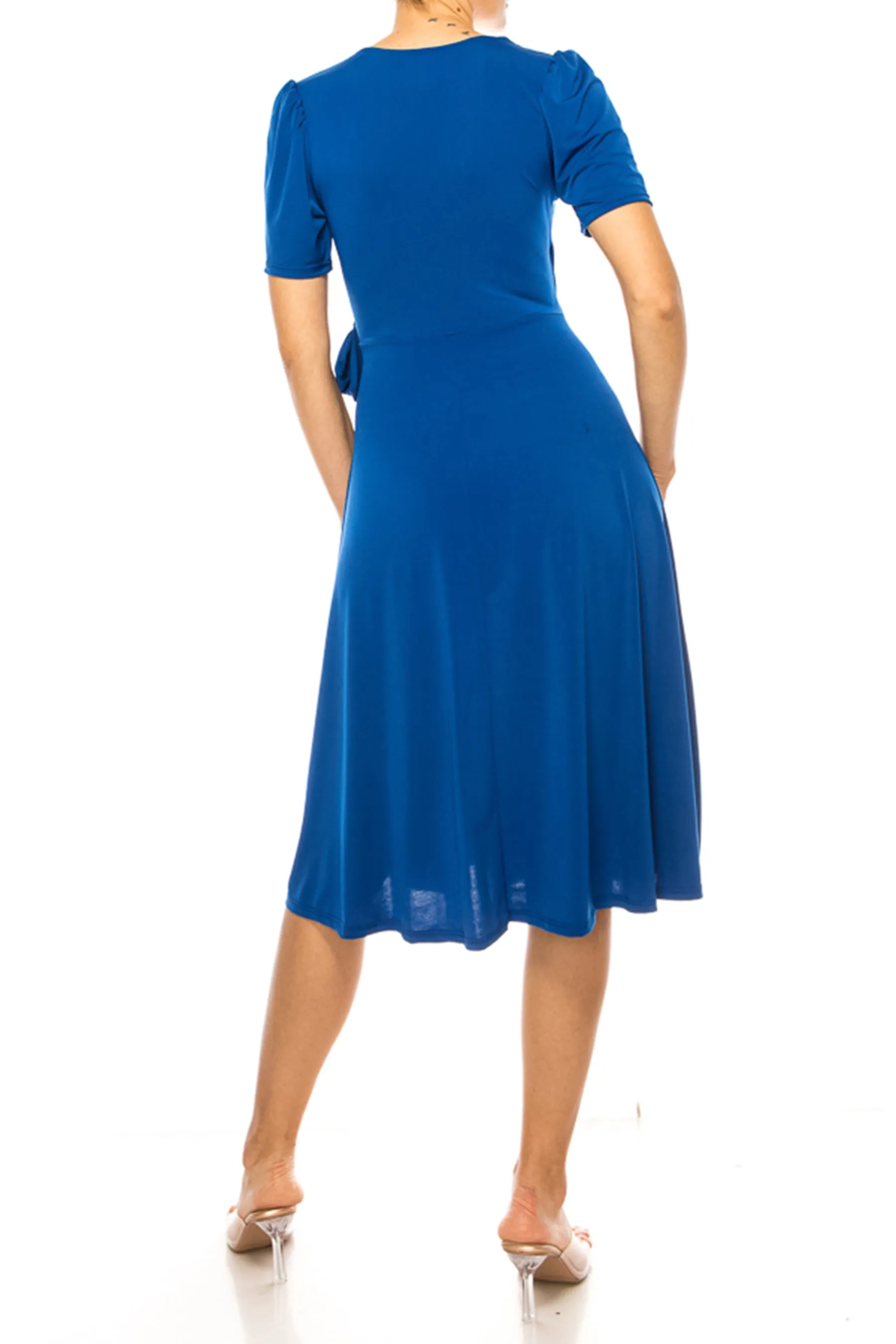 Women's Stylish Solid Faux Wrap Dress