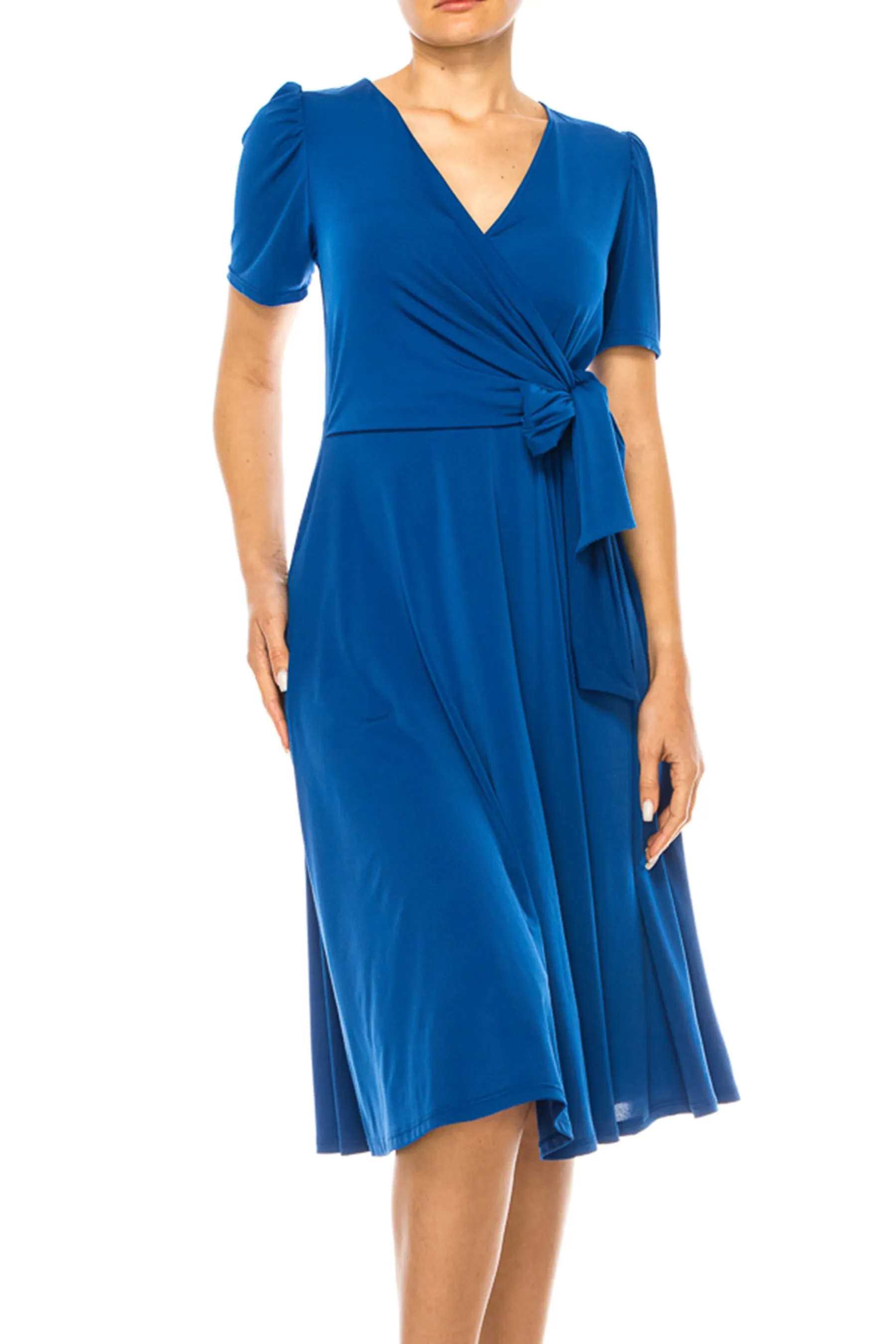 Women's Stylish Solid Faux Wrap Dress