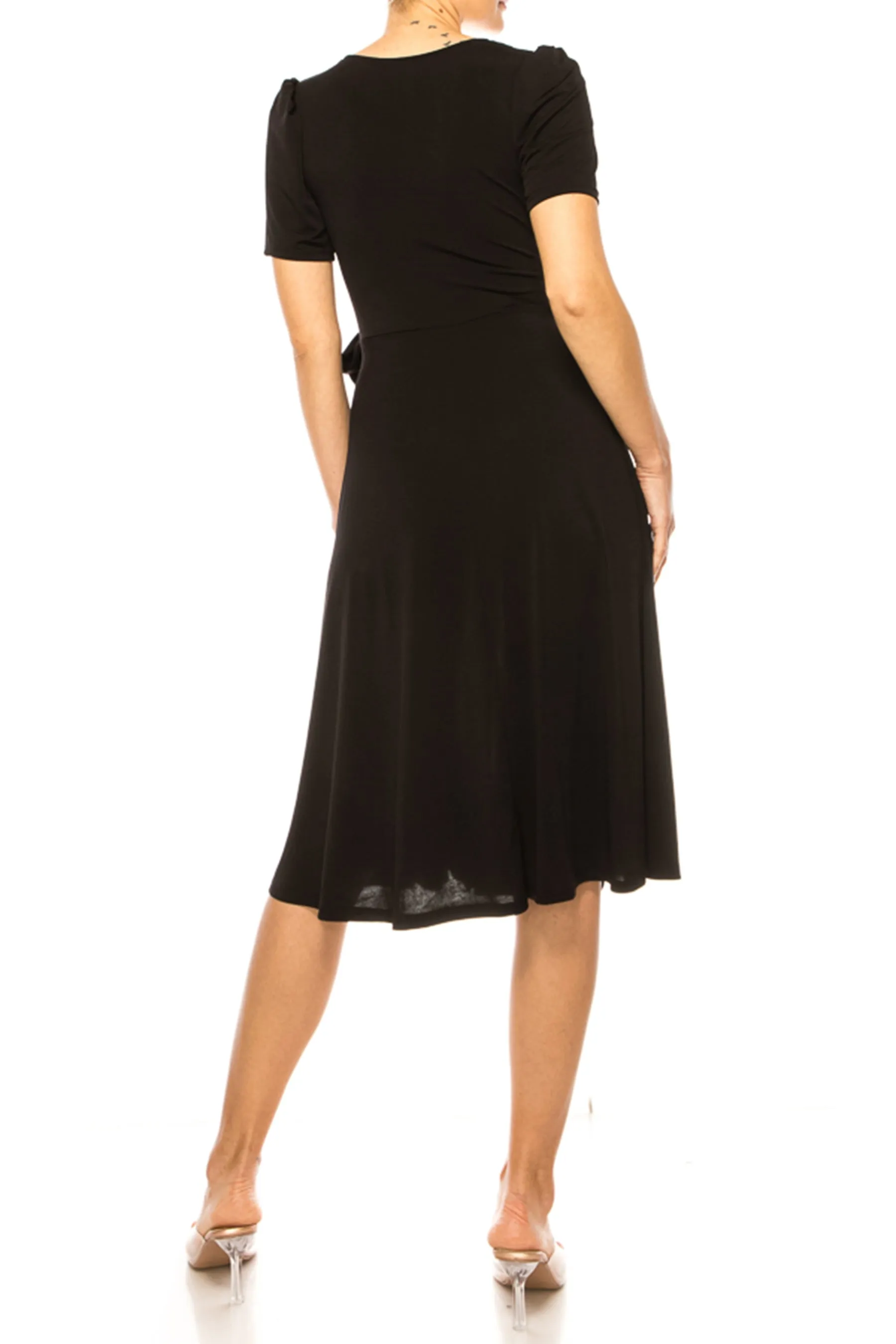 Women's Stylish Solid Faux Wrap Dress