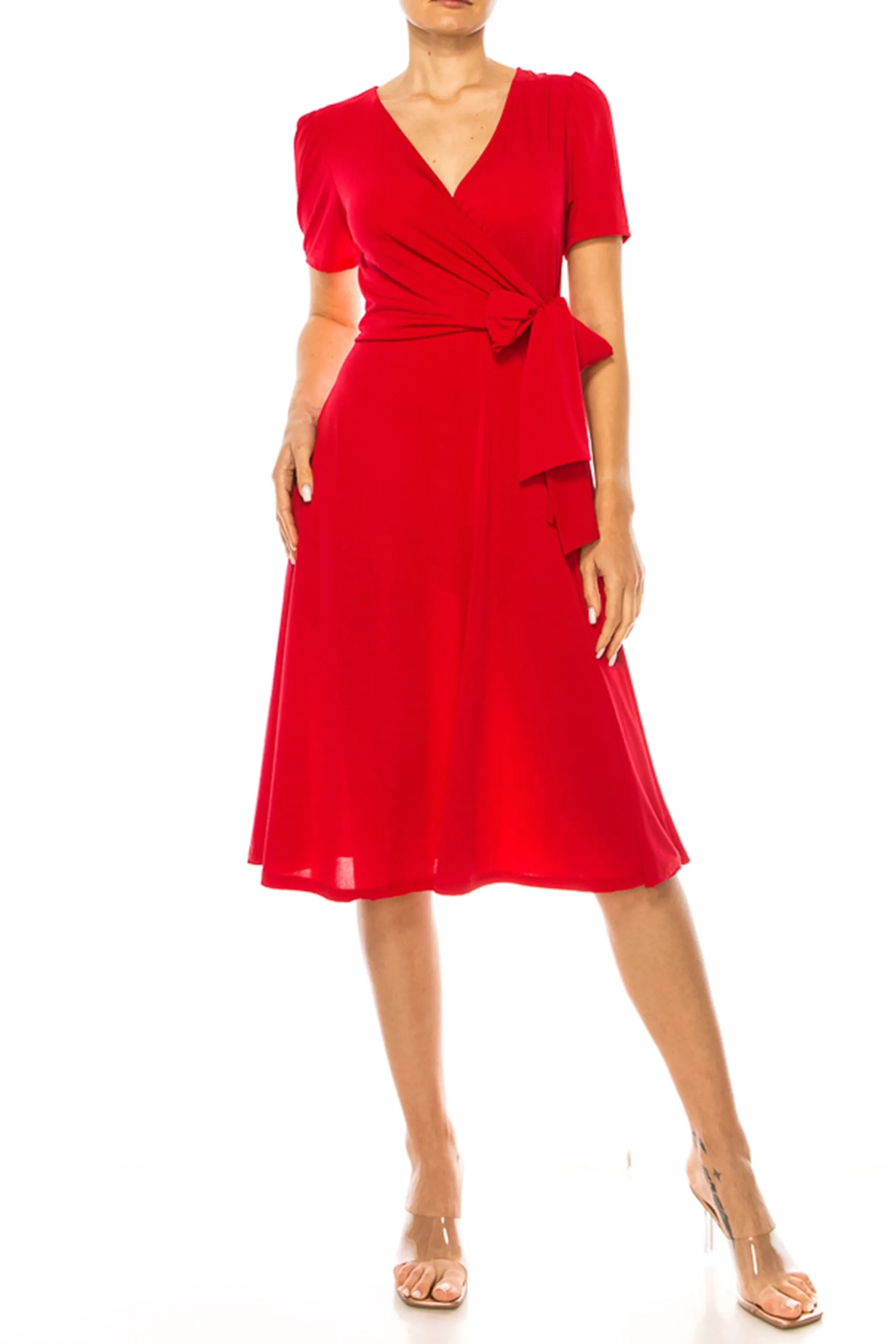 Women's Stylish Solid Faux Wrap Dress