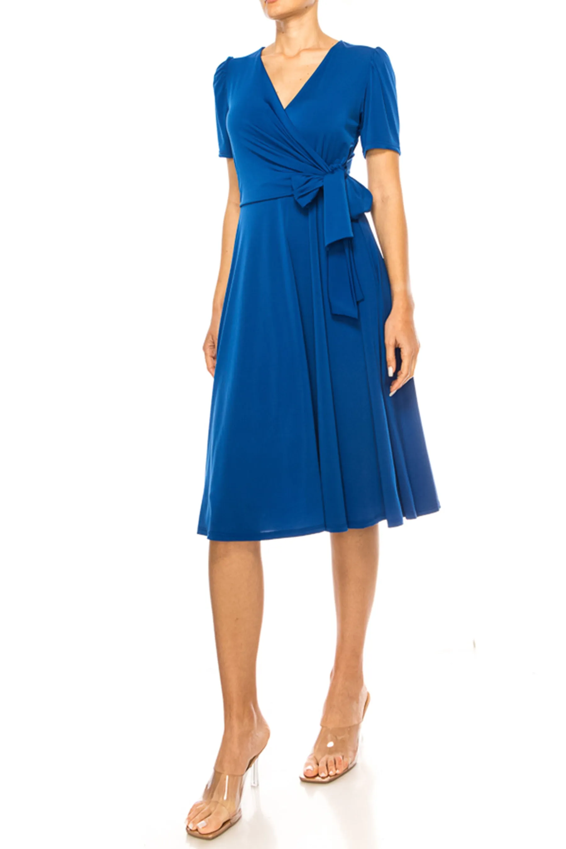 Women's Stylish Solid Faux Wrap Dress